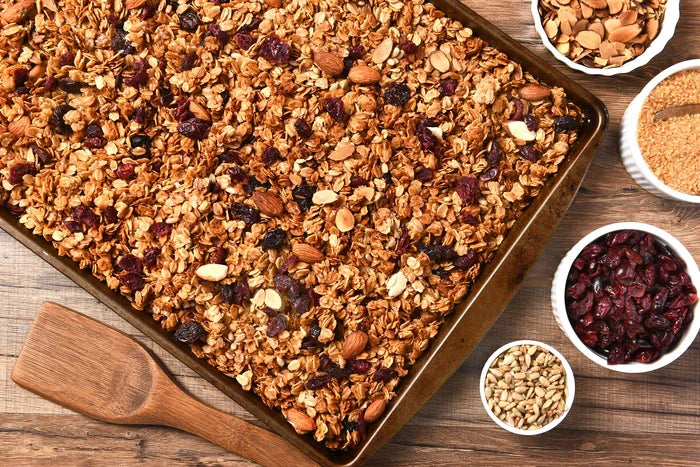 Naturally sweet granola clusters made with Aurum date sugar
