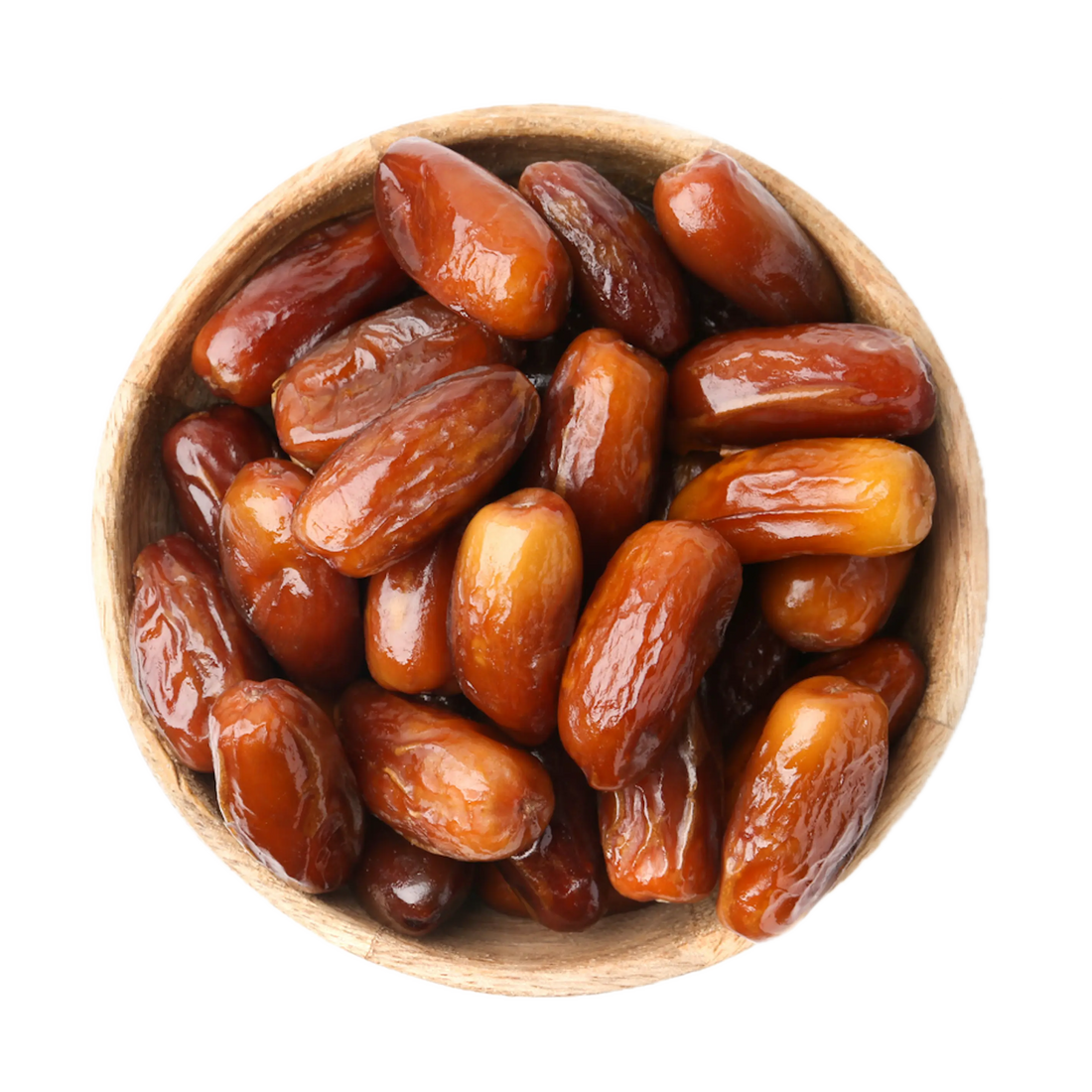 Aurum Tunisian Deglet Noor pitted dates in a bowl — soft, naturally sweet, nothing added