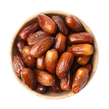 Aurum Tunisian Deglet Noor pitted dates in a bowl — soft, naturally sweet, nothing added